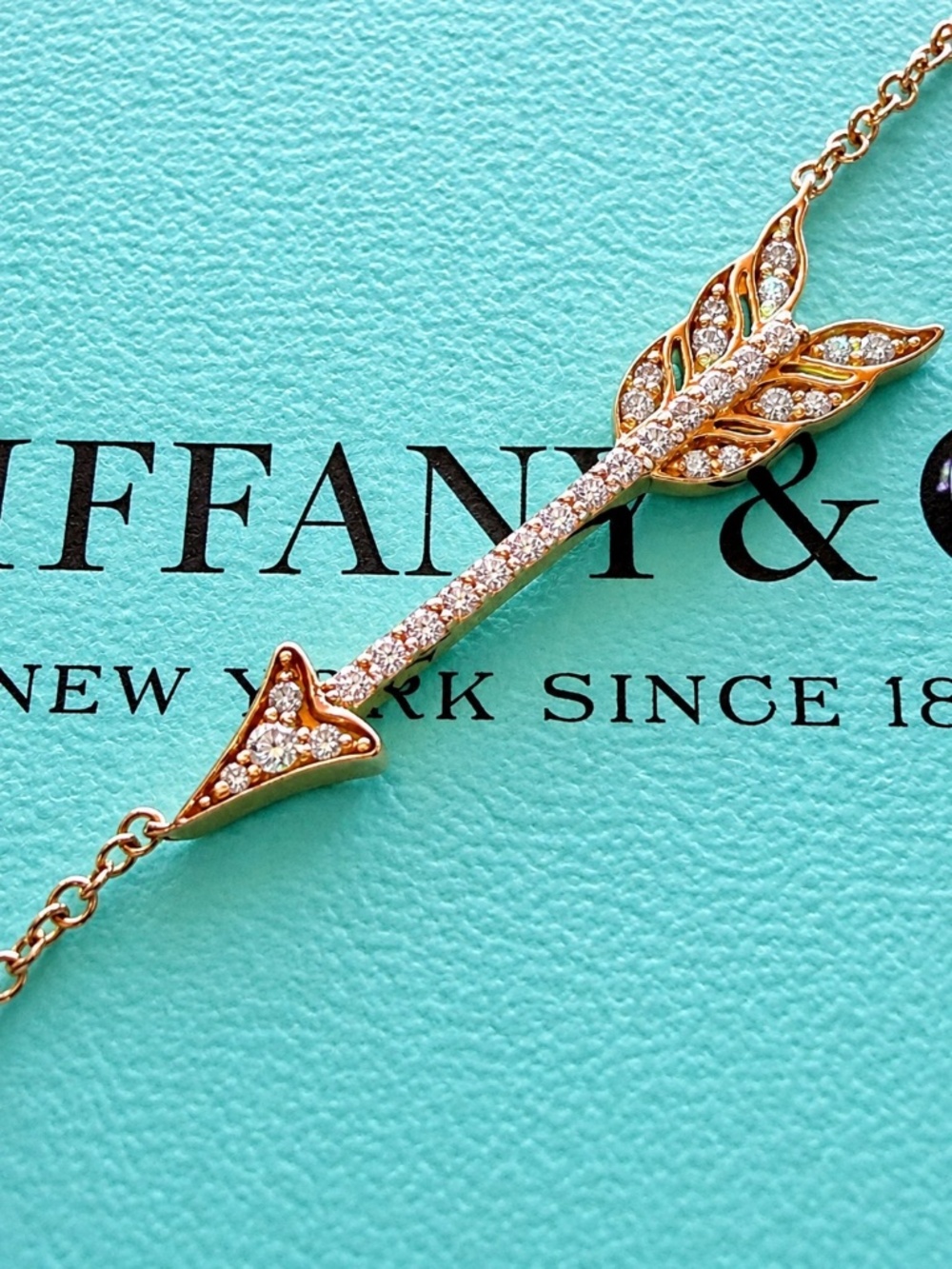 Tiffany & Co Graffiti Diamond Arrow Necklace Rose Gold, LONGER, 17.5 inch